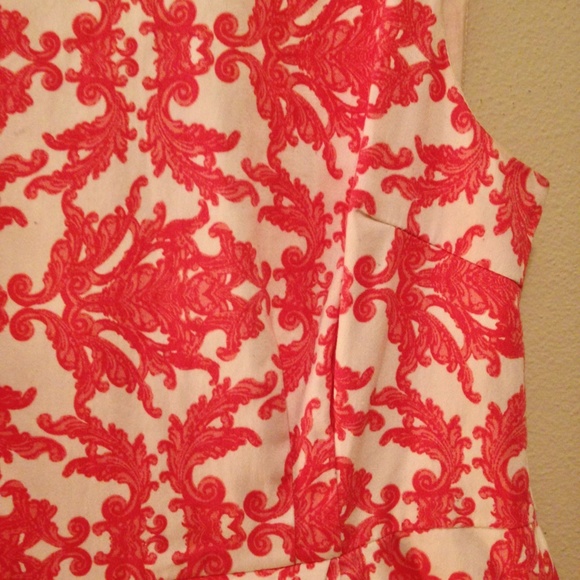 Cute Print Dress - Fit & Flare in Pink & Cream - Picture 2 of 7